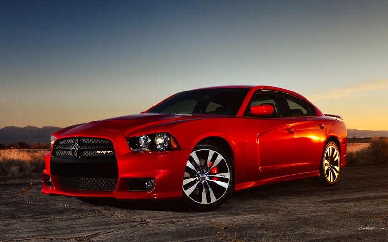 Red Dodge Charger SRT in desert
