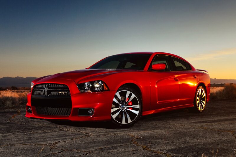 Red Dodge Charger SRT in desert