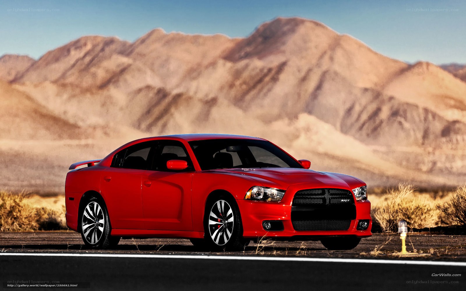 Red Dodge Charger SRT in desert