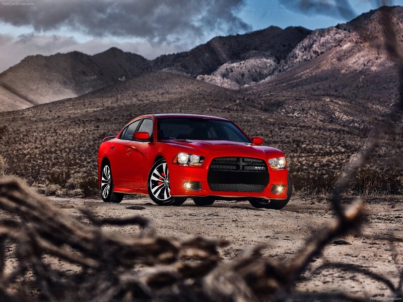 Red Dodge Charger SRT in desert