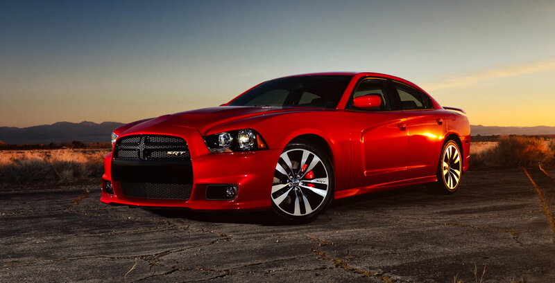 Red Dodge Charger SRT in desert