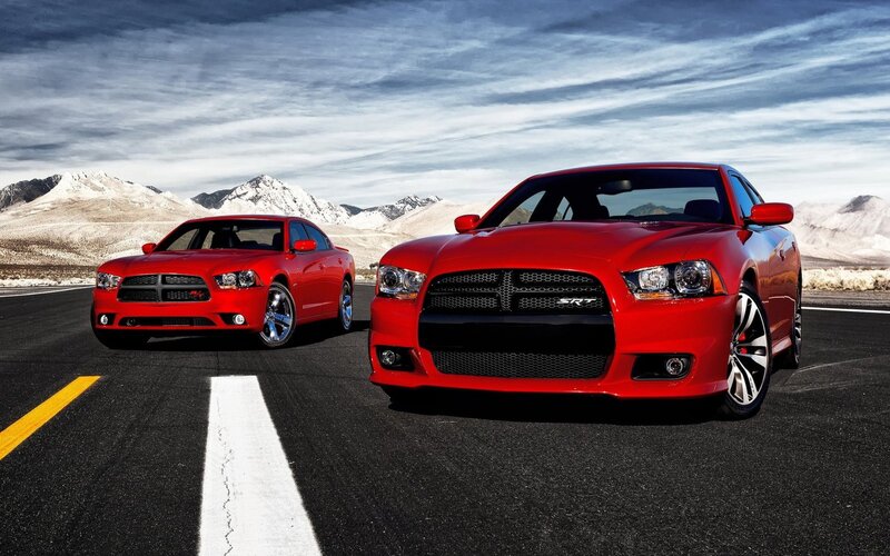 Red Dodge Chargers — Dramatic, Winter