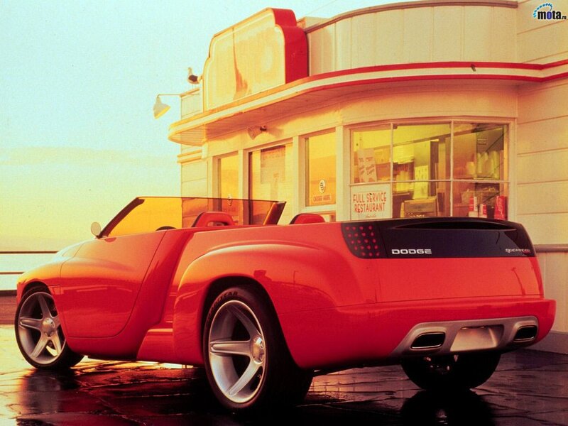 Red Dodge Concept Car — Dramatic, Sunset