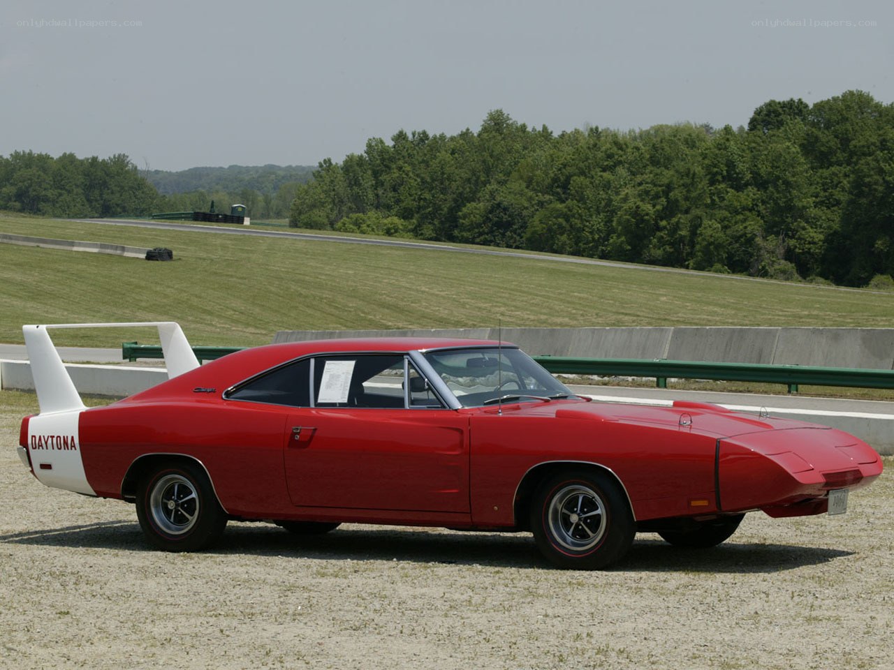 Red Dodge Daytona on track
