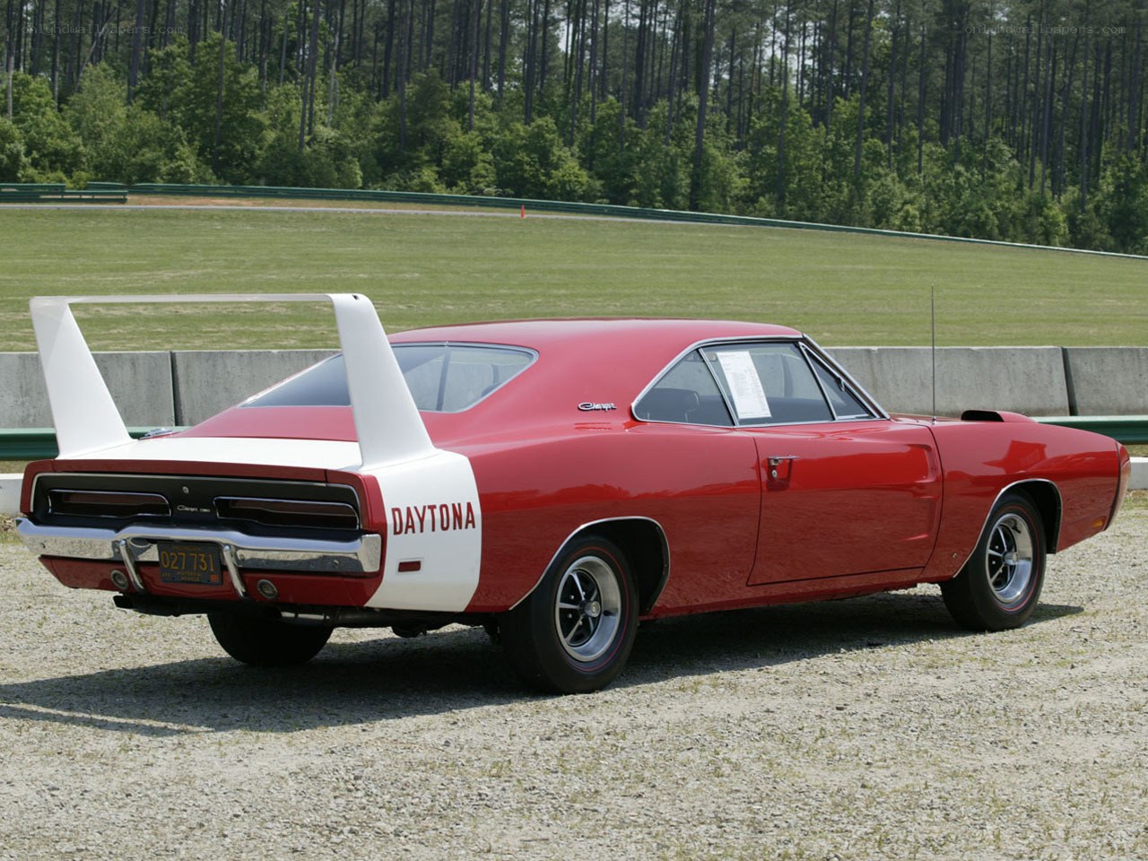 Red Dodge Daytona with wing