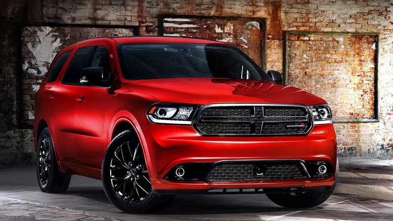 Red Dodge Durango Suv — Dramatic, Photograph