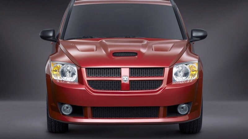 red dodge minivan front view