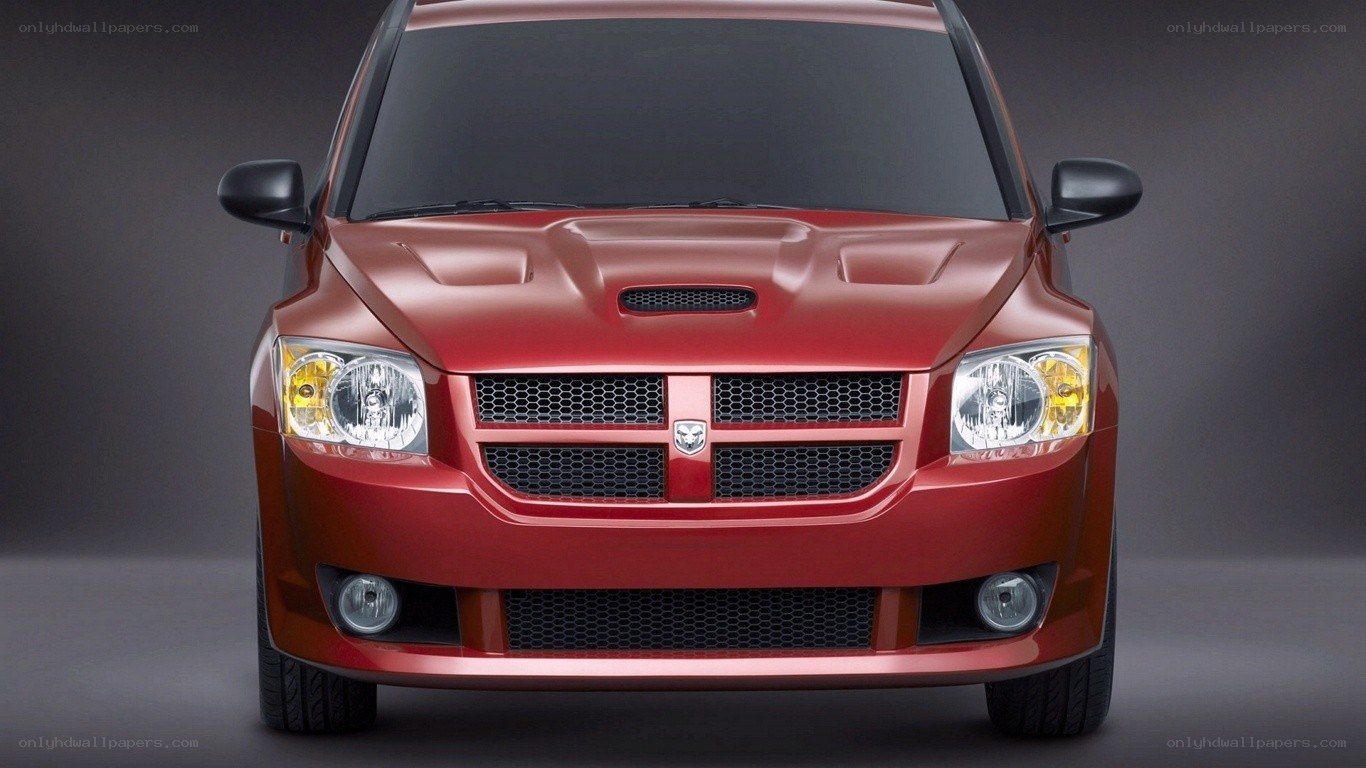 red dodge minivan front view