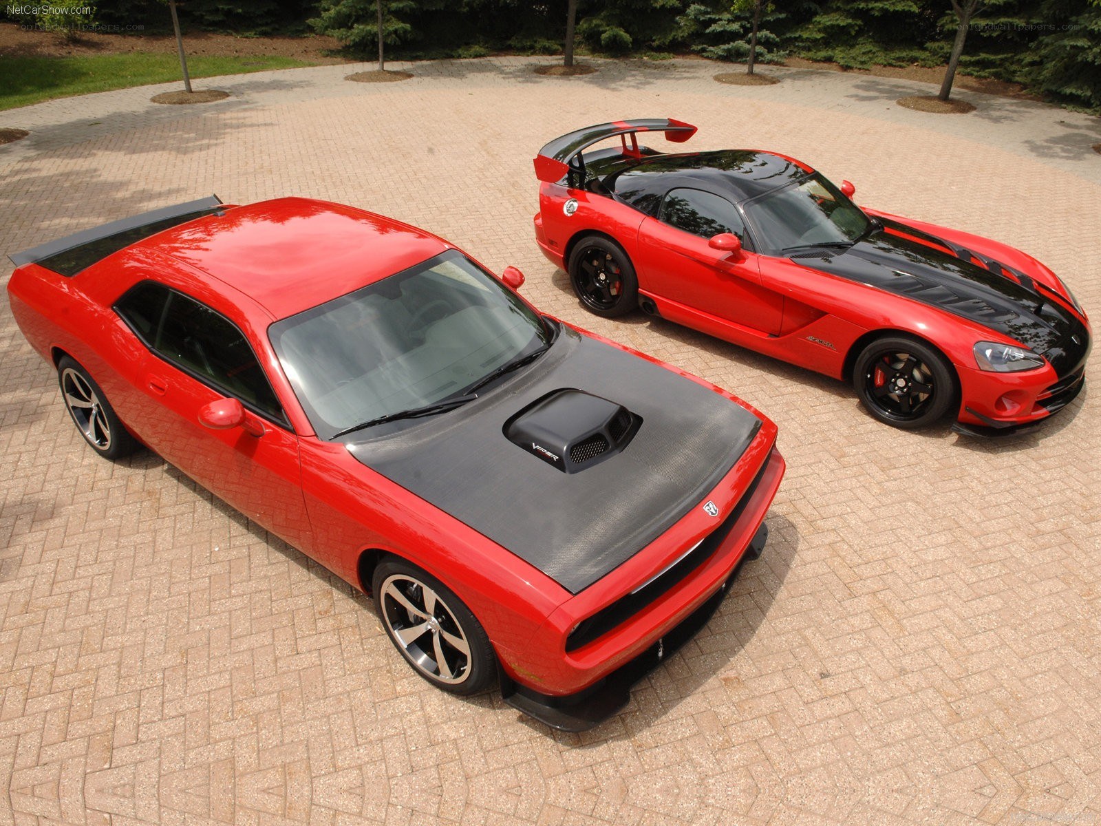 Red Dodge muscle cars