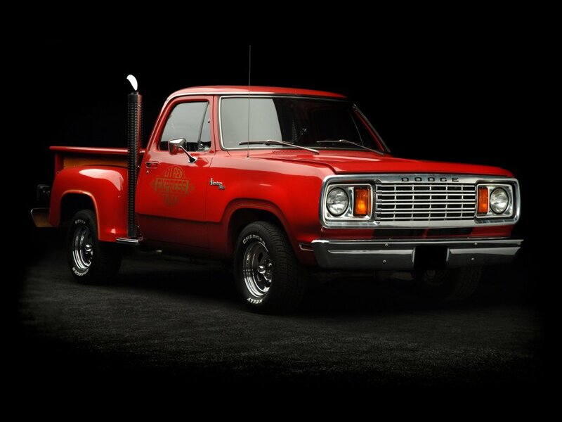 Red Dodge Pickup Truck — Dramatic