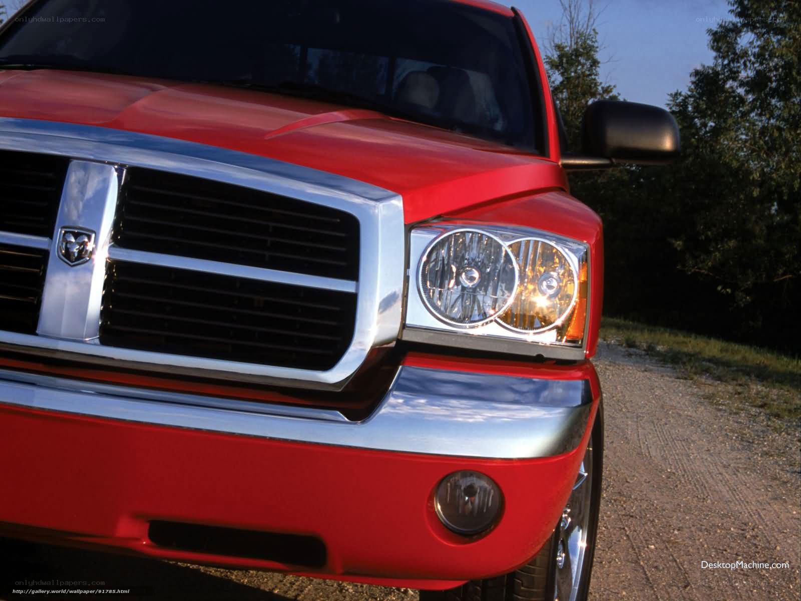 Red Dodge Ram truck front view