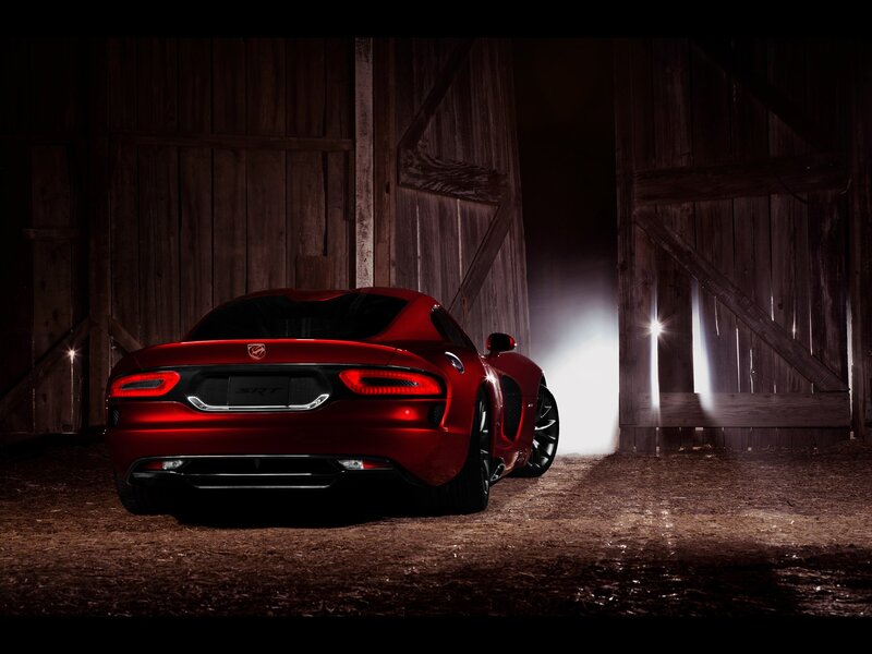 Red Dodge SRT in a barn