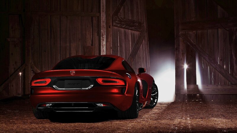 Red Dodge SRT Viper in barn