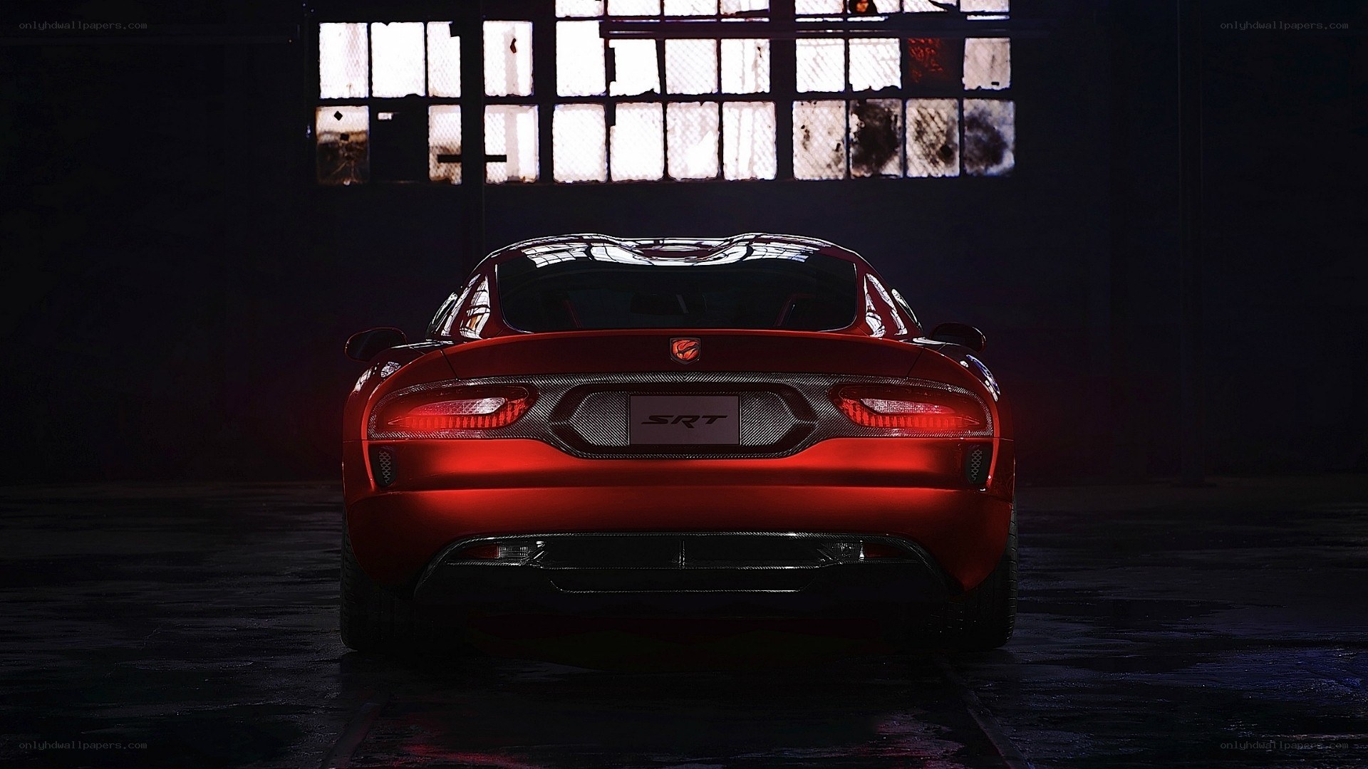 Red Dodge SRT Viper rear view