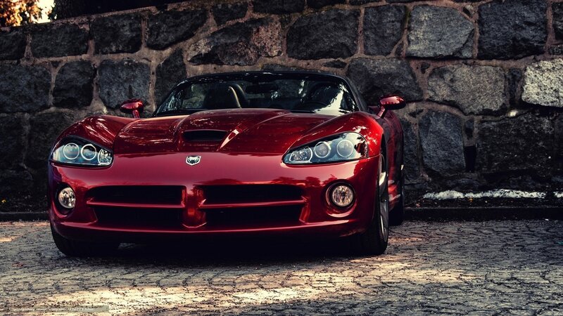 Red Dodge Viper Car — Dramatic, Afternoon