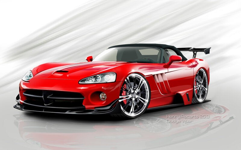 Red Dodge Viper Car — Dynamic, Digital Art