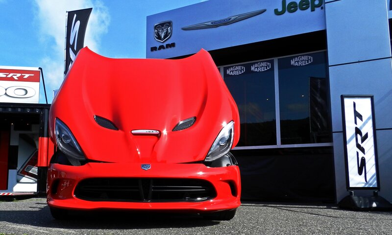 Red Dodge Viper — Dramatic, Afternoon, Photograph, Car Dealership