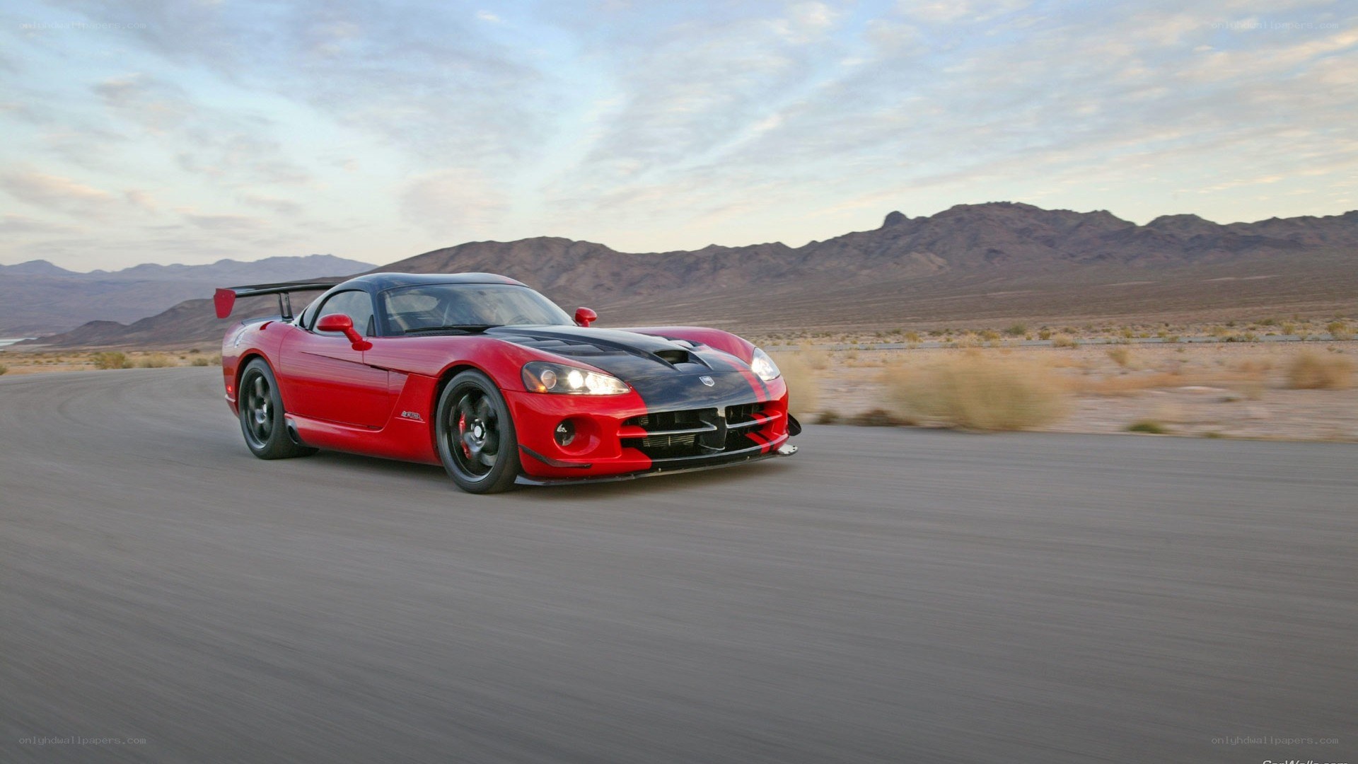 red dodge viper in desert