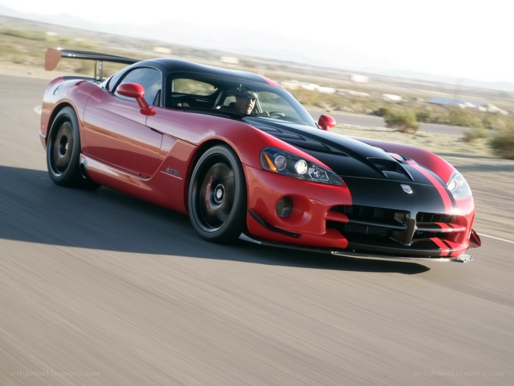 red dodge viper in motion
