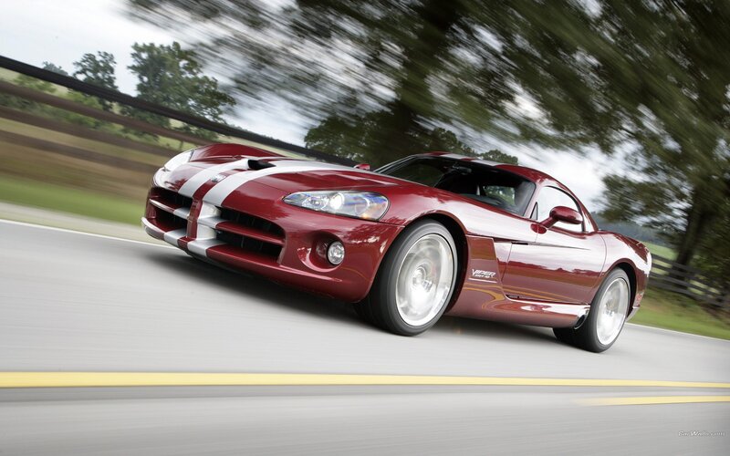 red dodge viper in motion