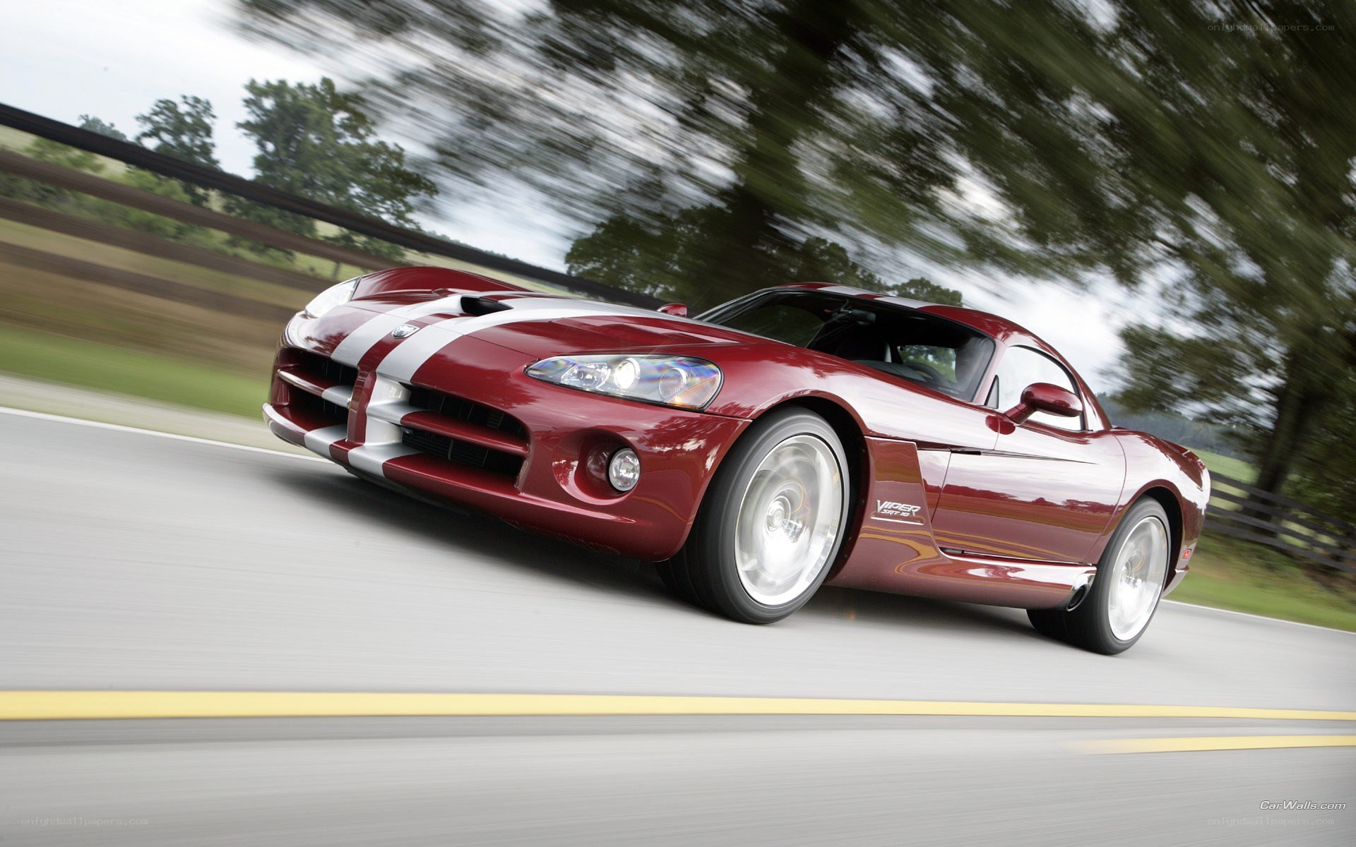 red dodge viper in motion