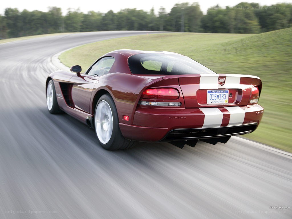 Red Dodge Viper on a racetrack