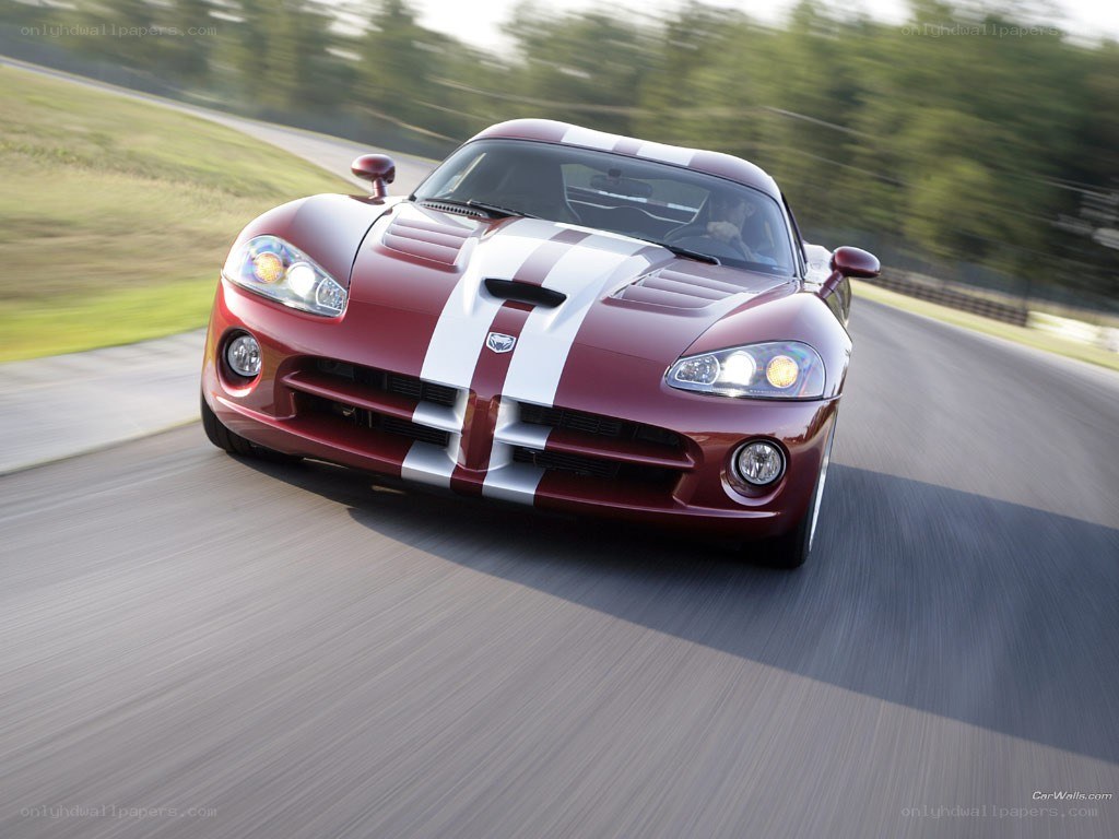 red dodge viper on a racetrack