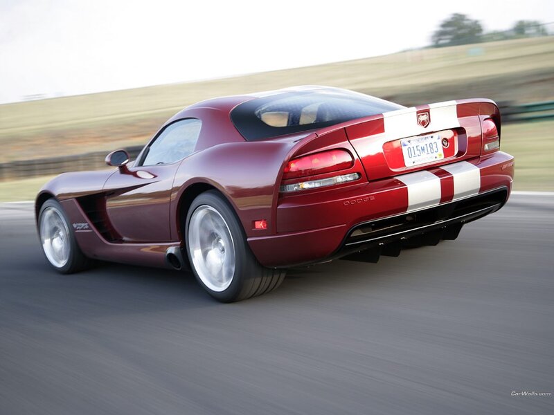 Red Dodge Viper on a racetrack