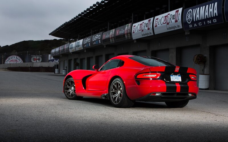 Red Dodge Viper on a racetrack