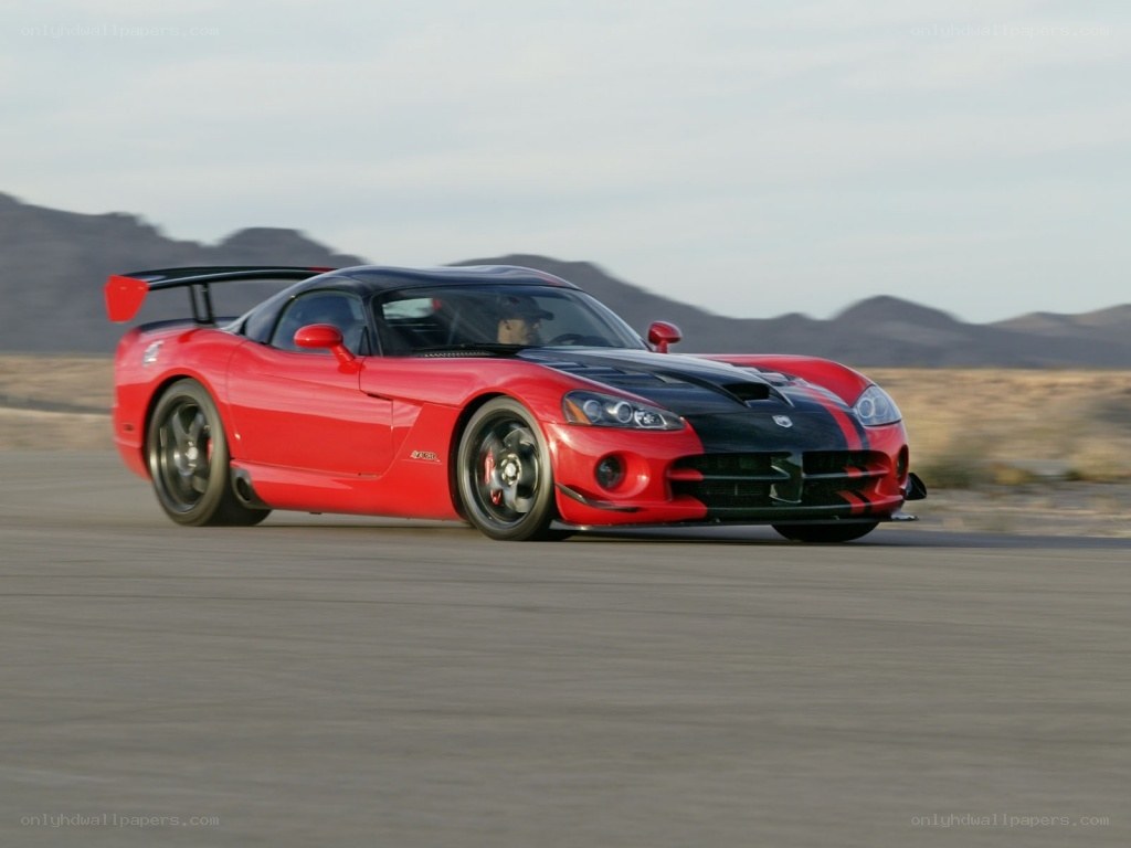 Red Dodge Viper on a racetrack