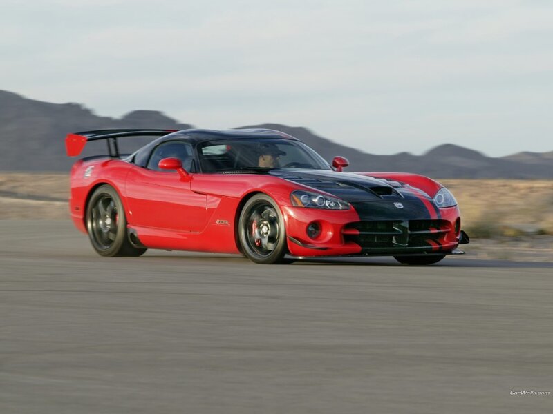 Red Dodge Viper on a racetrack