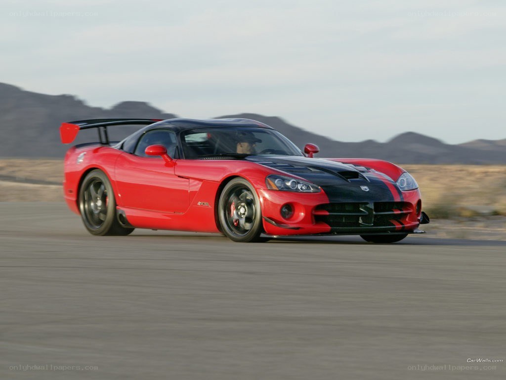 Red Dodge Viper on a racetrack