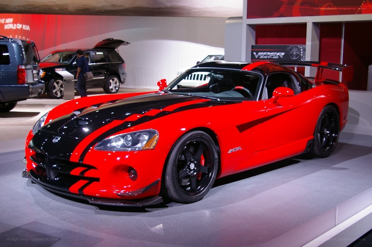 Red Dodge Viper on display
