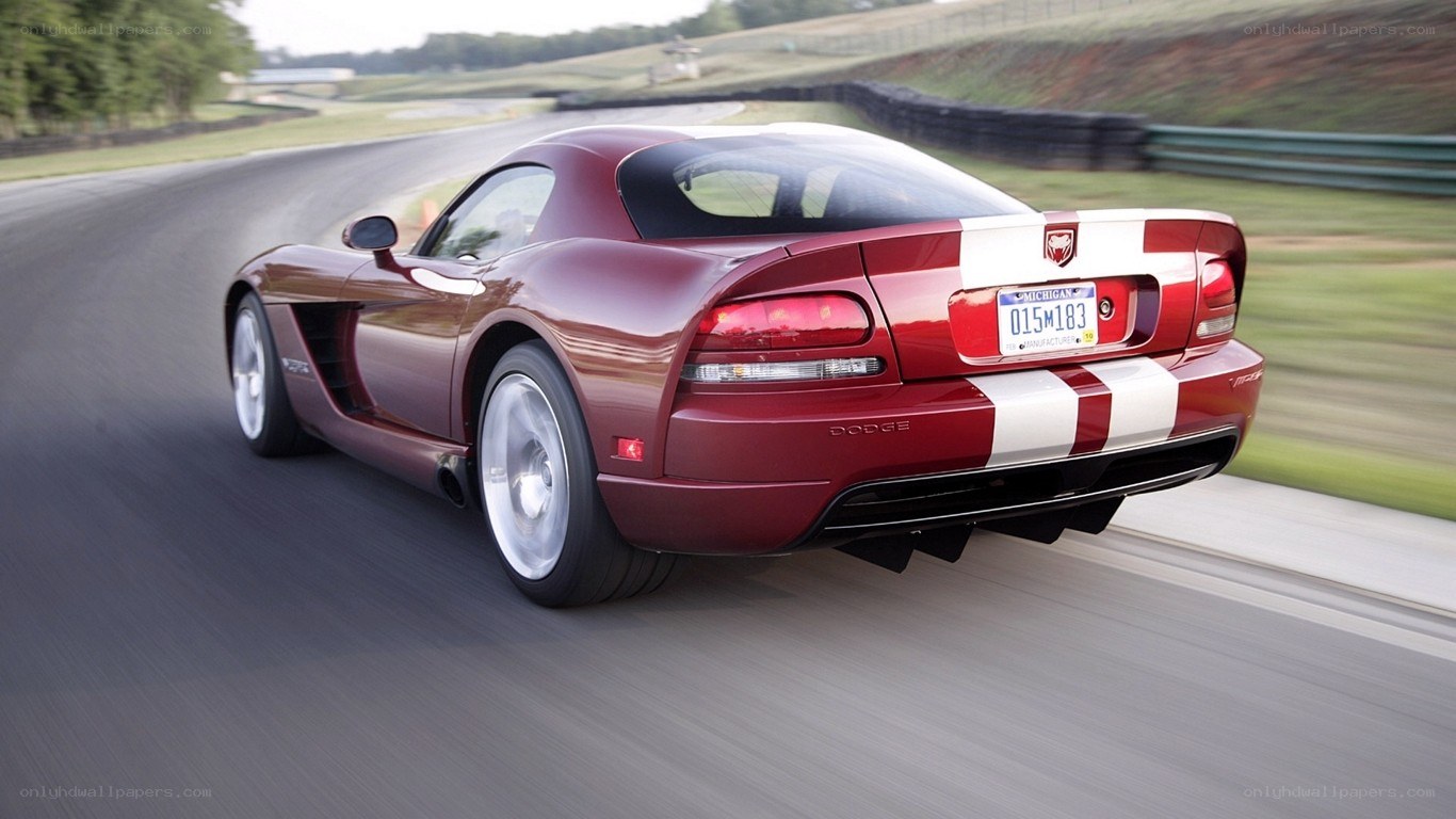 red dodge viper on racetrack
