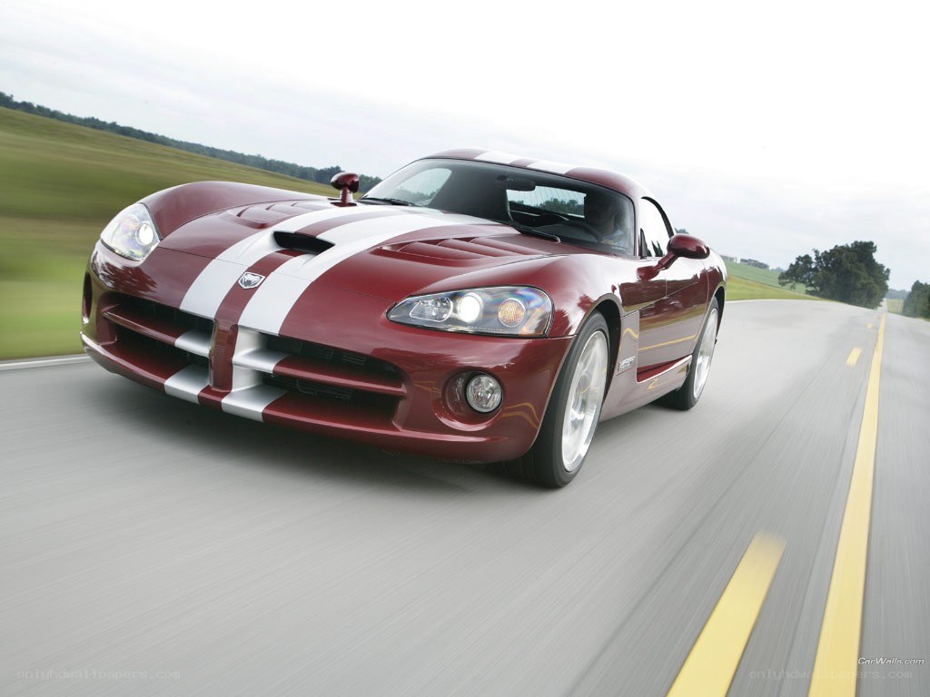 red dodge viper on road