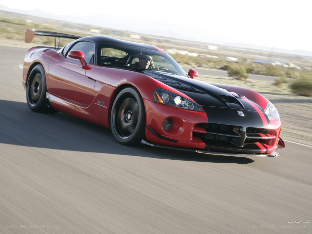 red dodge viper on track
