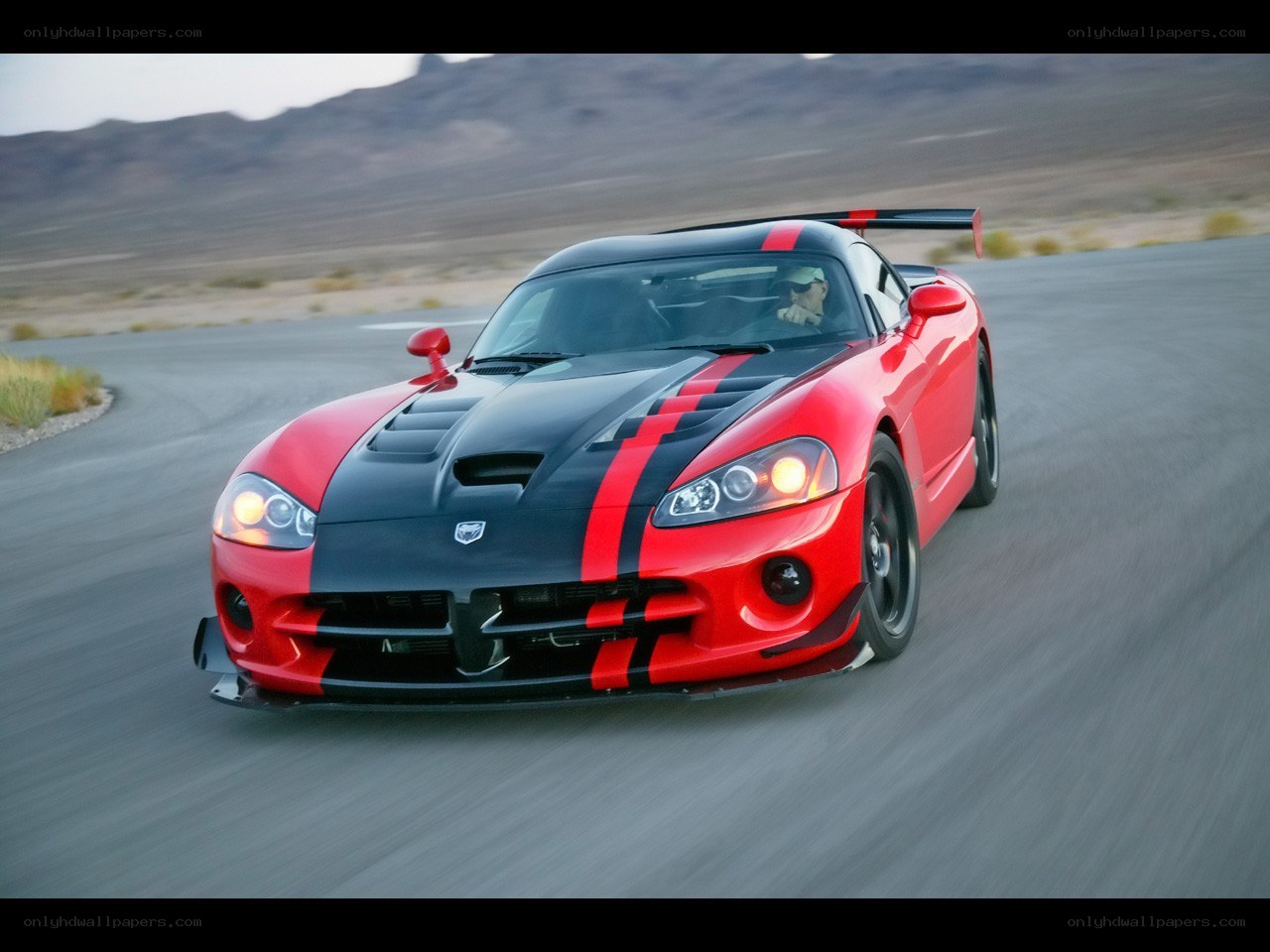 red dodge viper on track