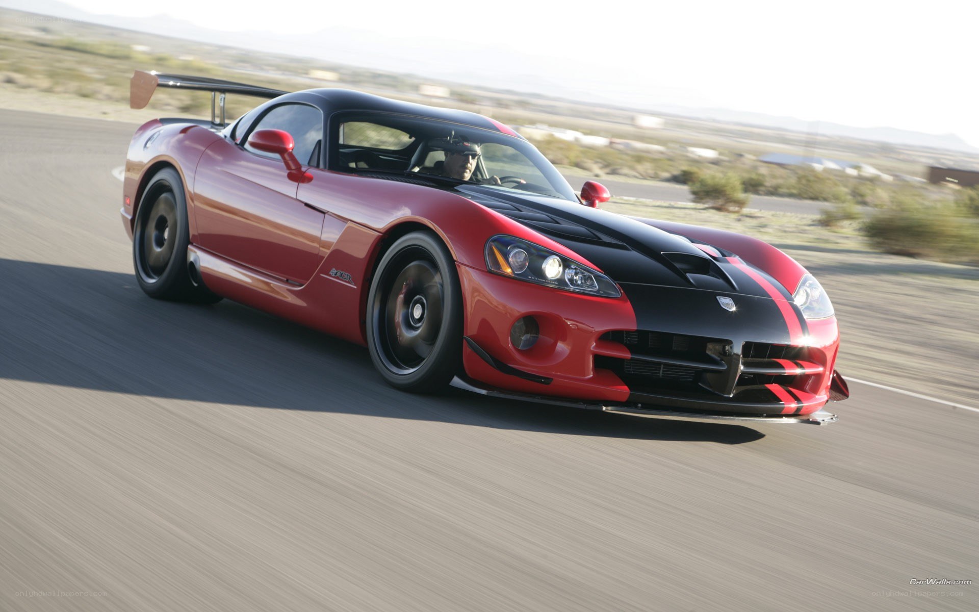 red dodge viper on track
