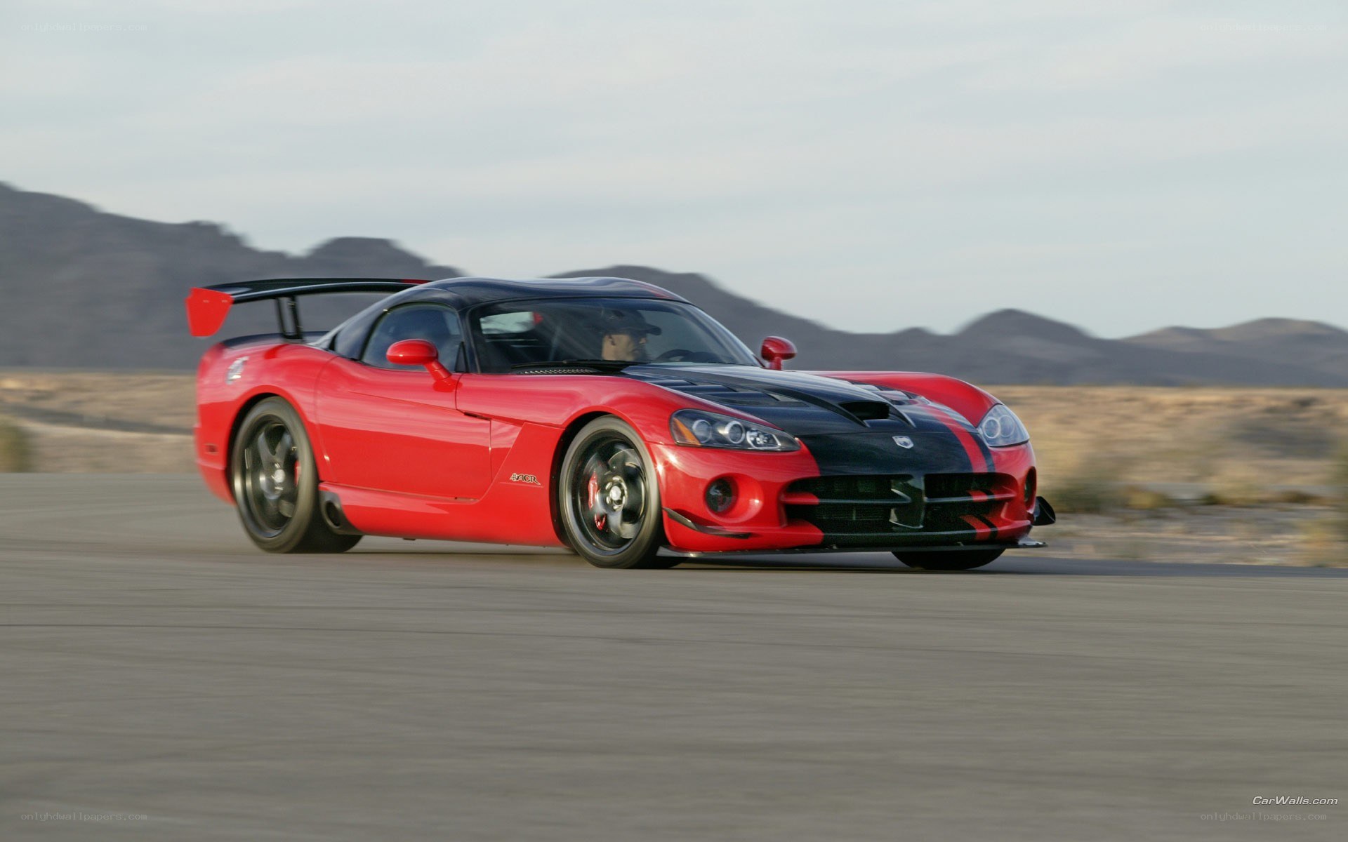red dodge viper on track