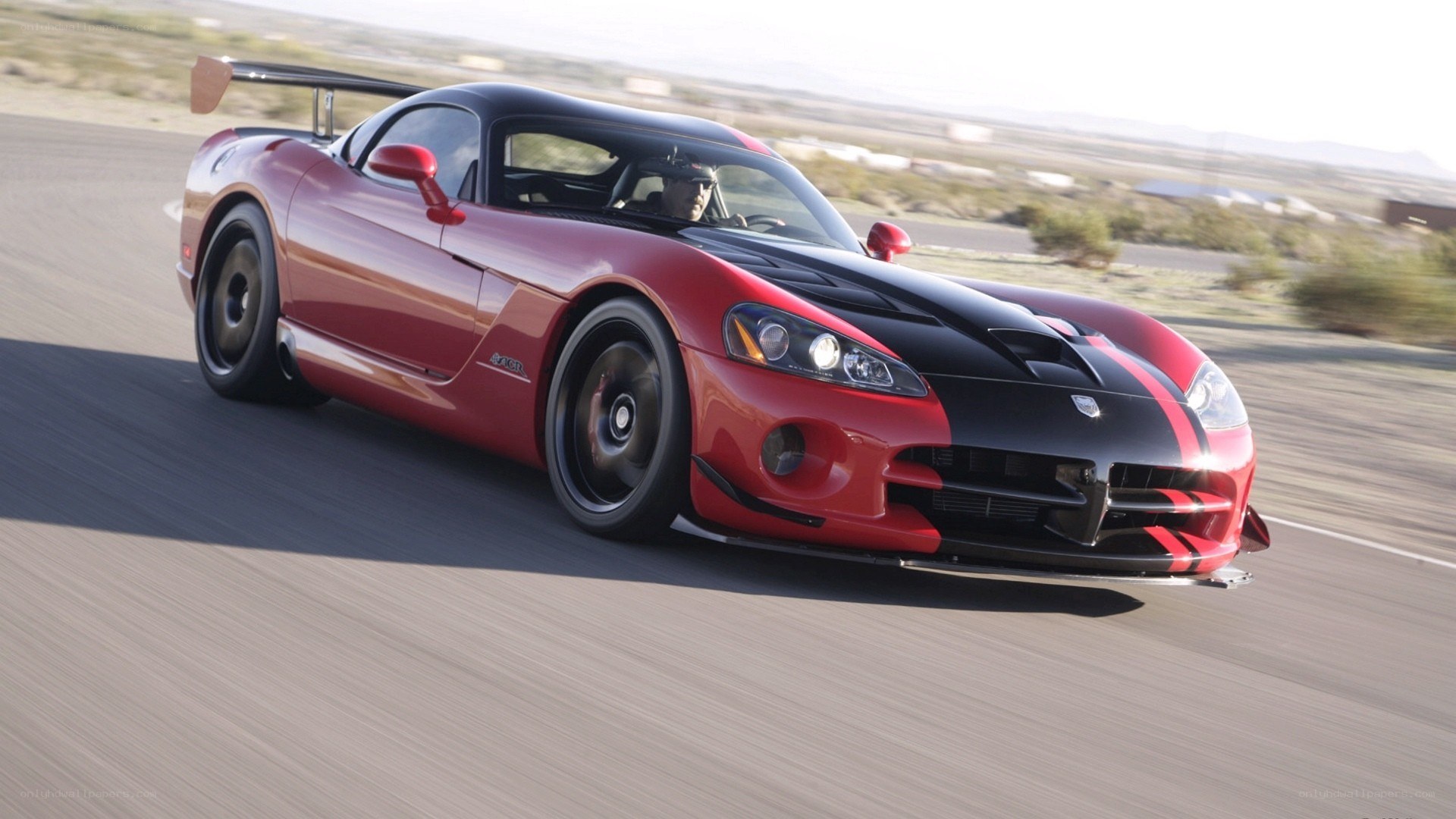 red dodge viper on track