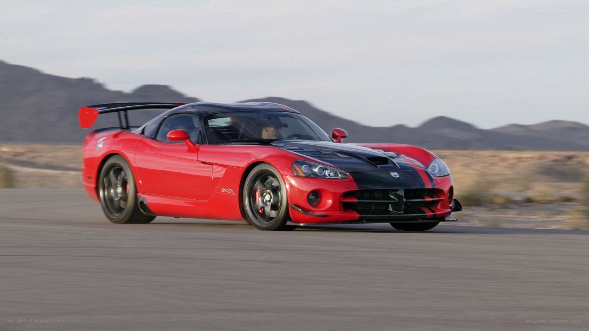Red Dodge Viper on track