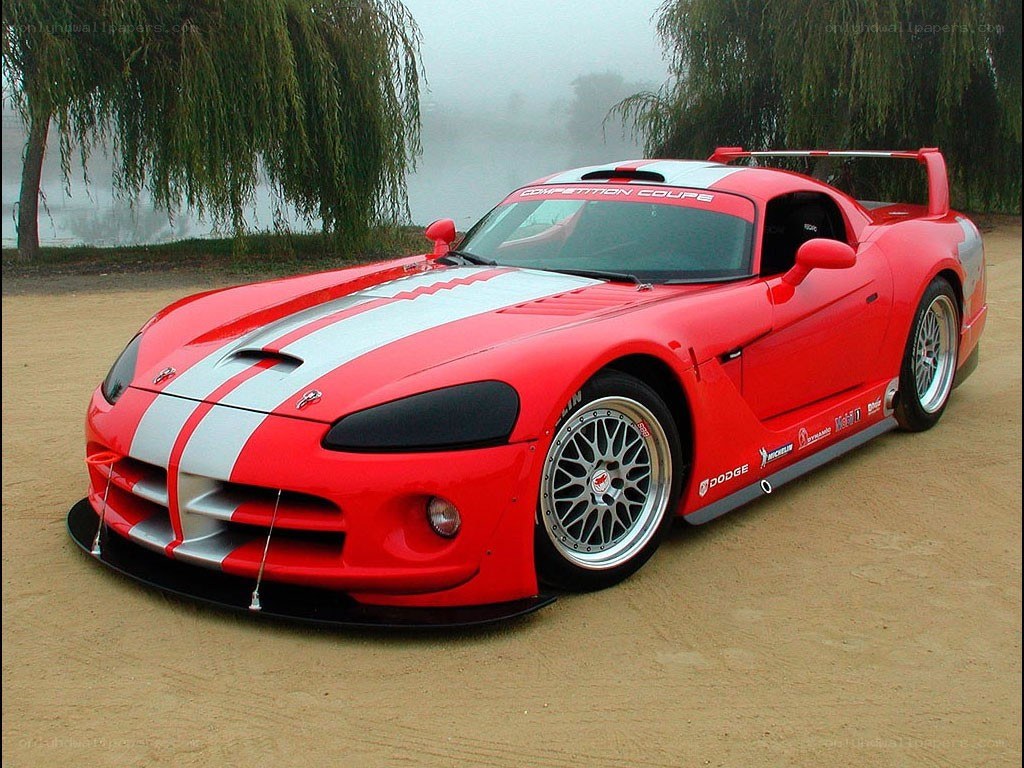 Red Dodge Viper race car
