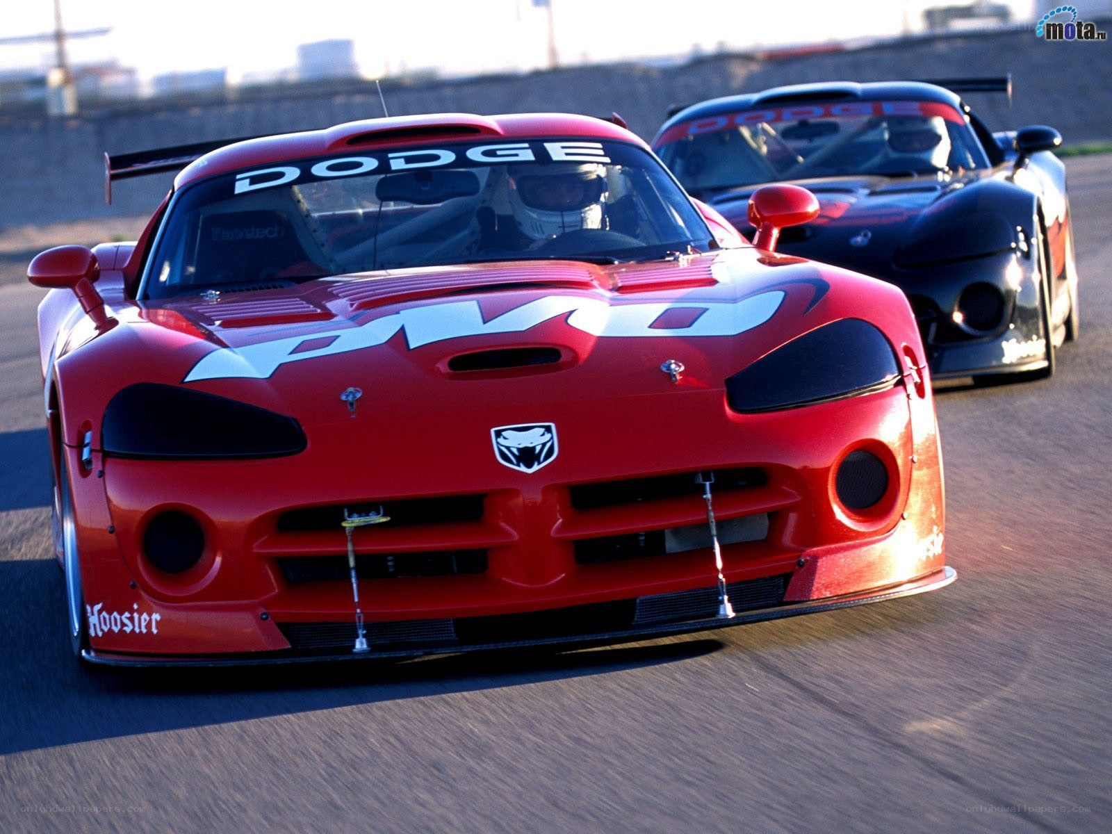 Red Dodge Viper race car