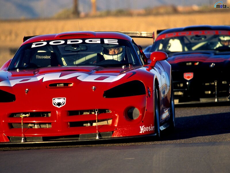 Red Dodge Viper race car