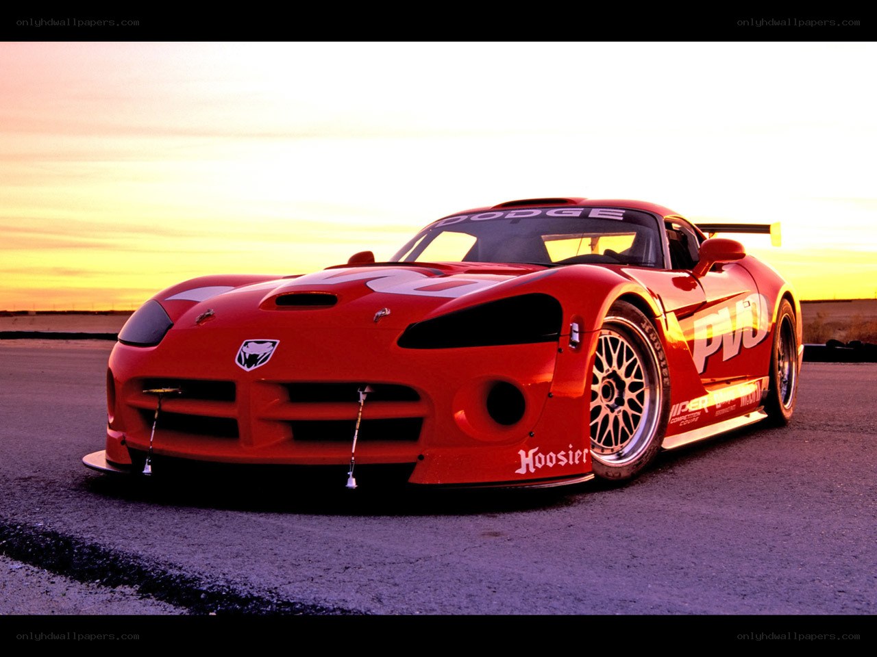 Red Dodge Viper race car