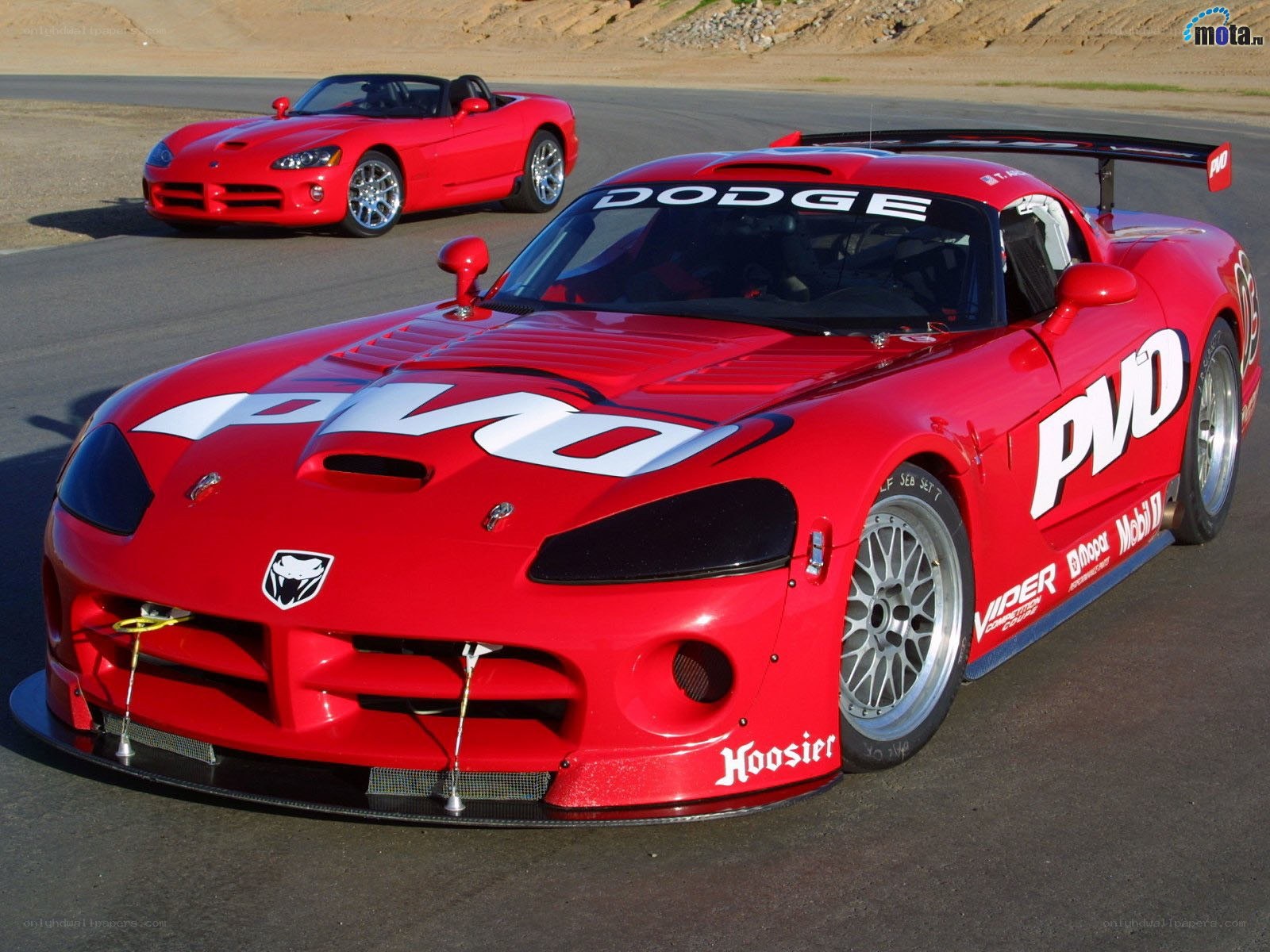 Red Dodge Viper race cars