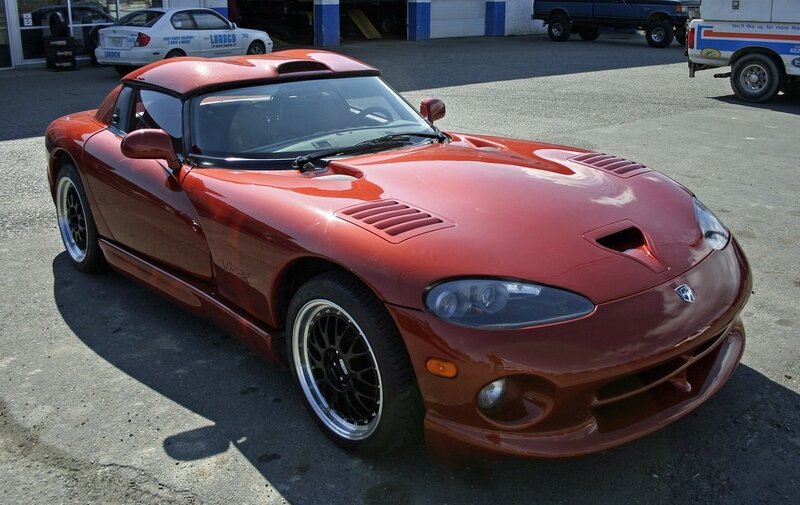Red Dodge Viper sports car