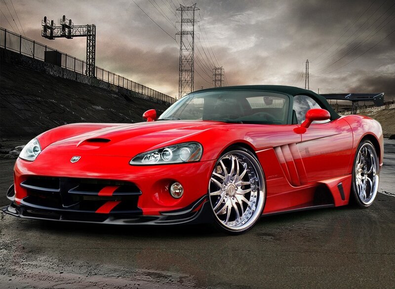 Red Dodge Viper sports car