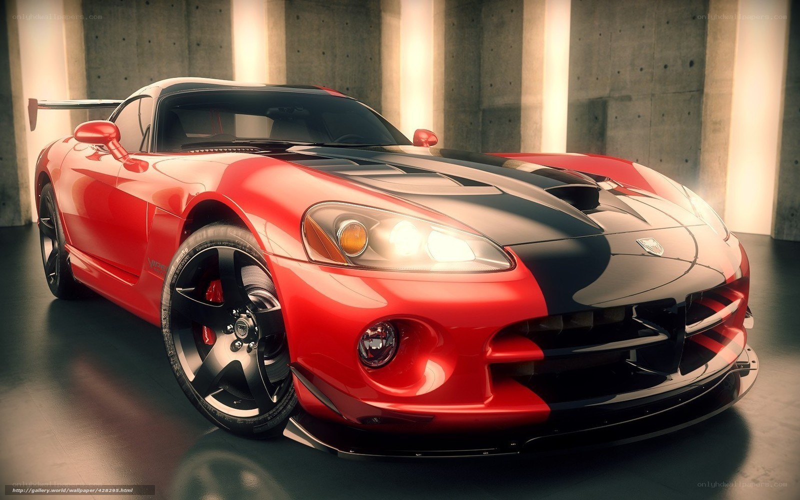 Red Dodge Viper sports car
