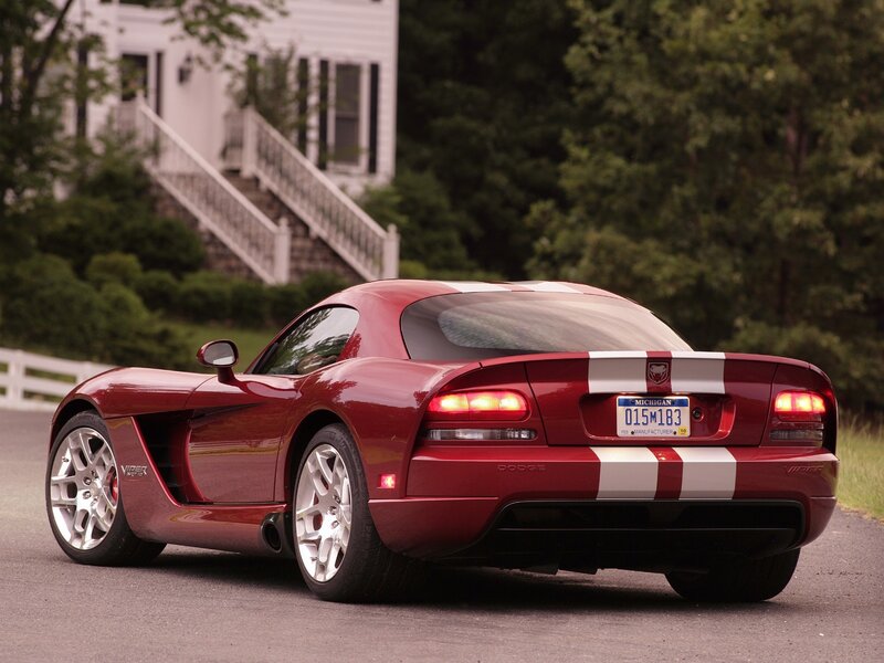 Red Dodge Viper sports car